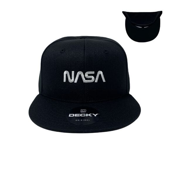 NASA White Snapback Hat All Black - Picture 1 of 7